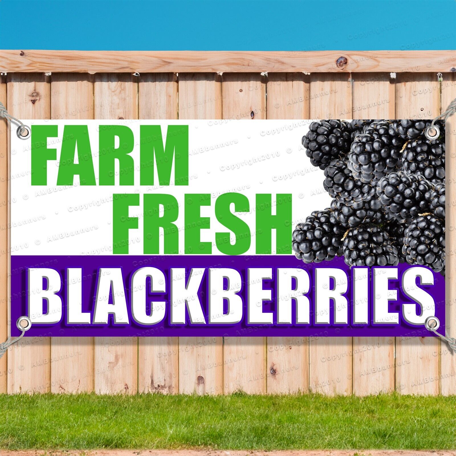 FARM FRESH BLACKBERRIES CLEARANCE BANNER Advertising Vinyl Flag Sign AAA