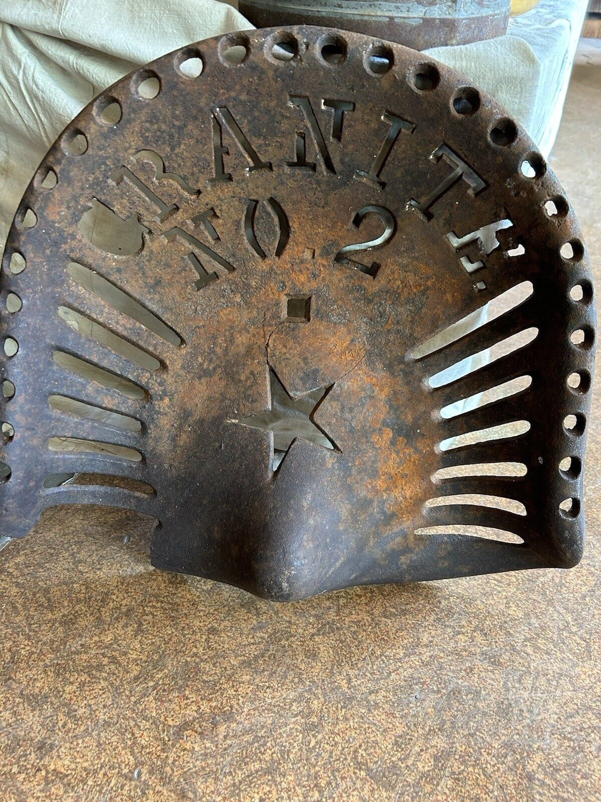 Vintage Cast Iron Tractor Seat With The Word “granite”