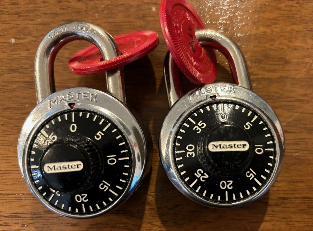 Set of 2 Vintage Master Combination Locks with combinations