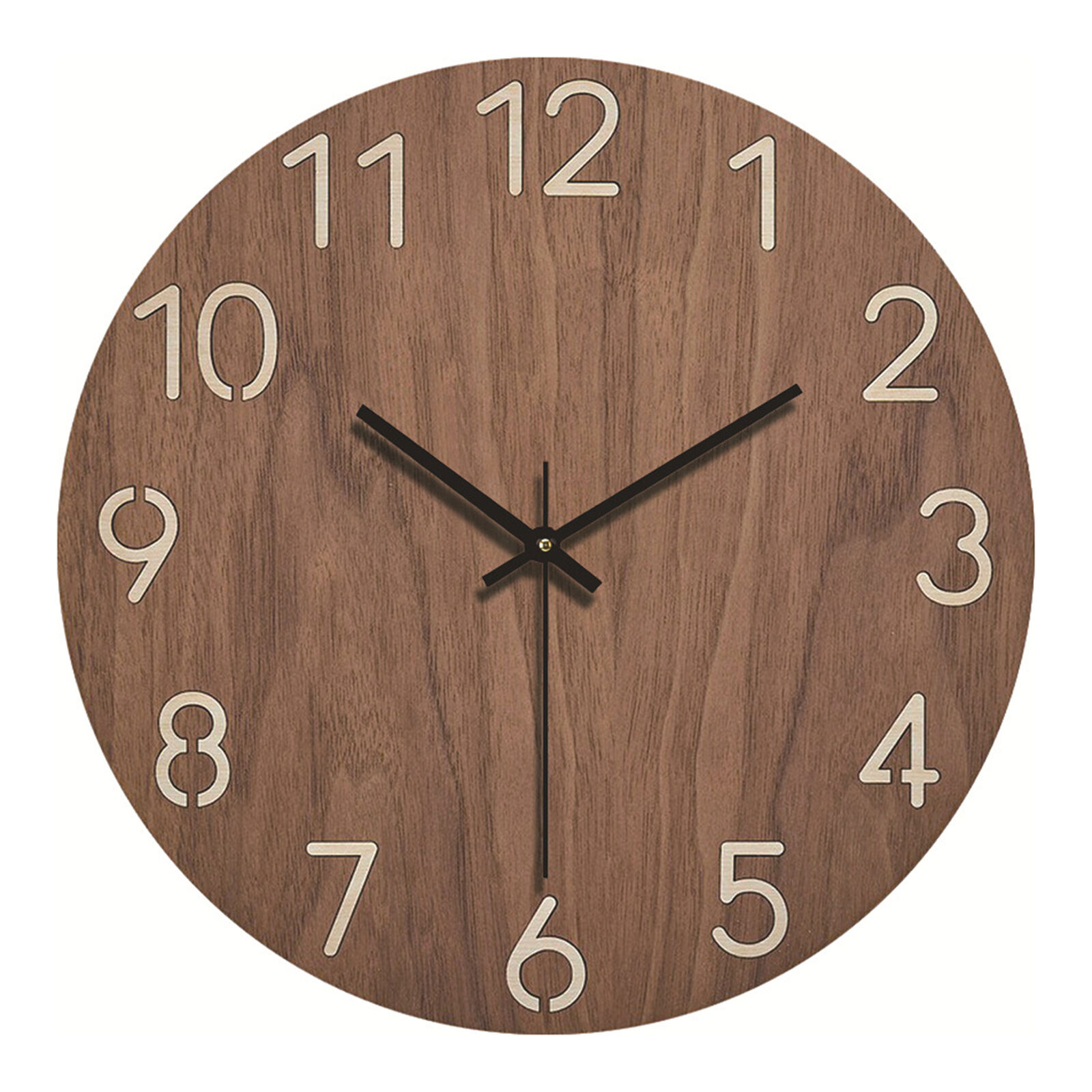 Silent Wooden Wall Clock Wood Vintage Rustic Grain for Home Decoration Office