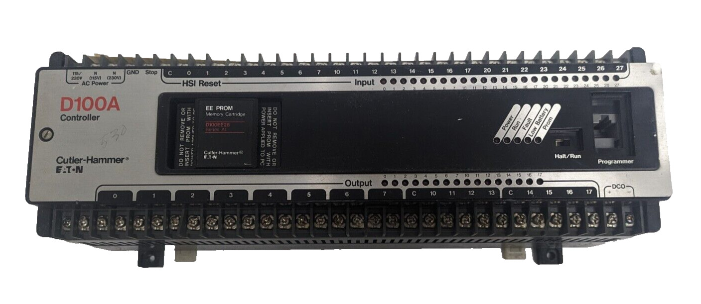 Cutler Hammer Eaton D100A Programmable Controller W/ EE PROM Memory Cartridge