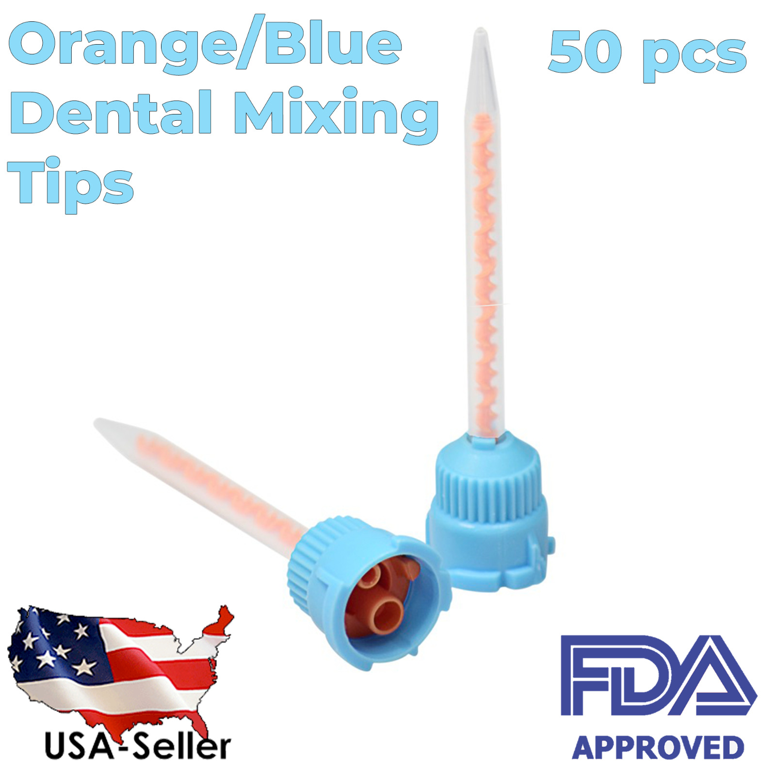 Orange/Blue Dental Impression Mixing Tips (50 pcs) (FDA)