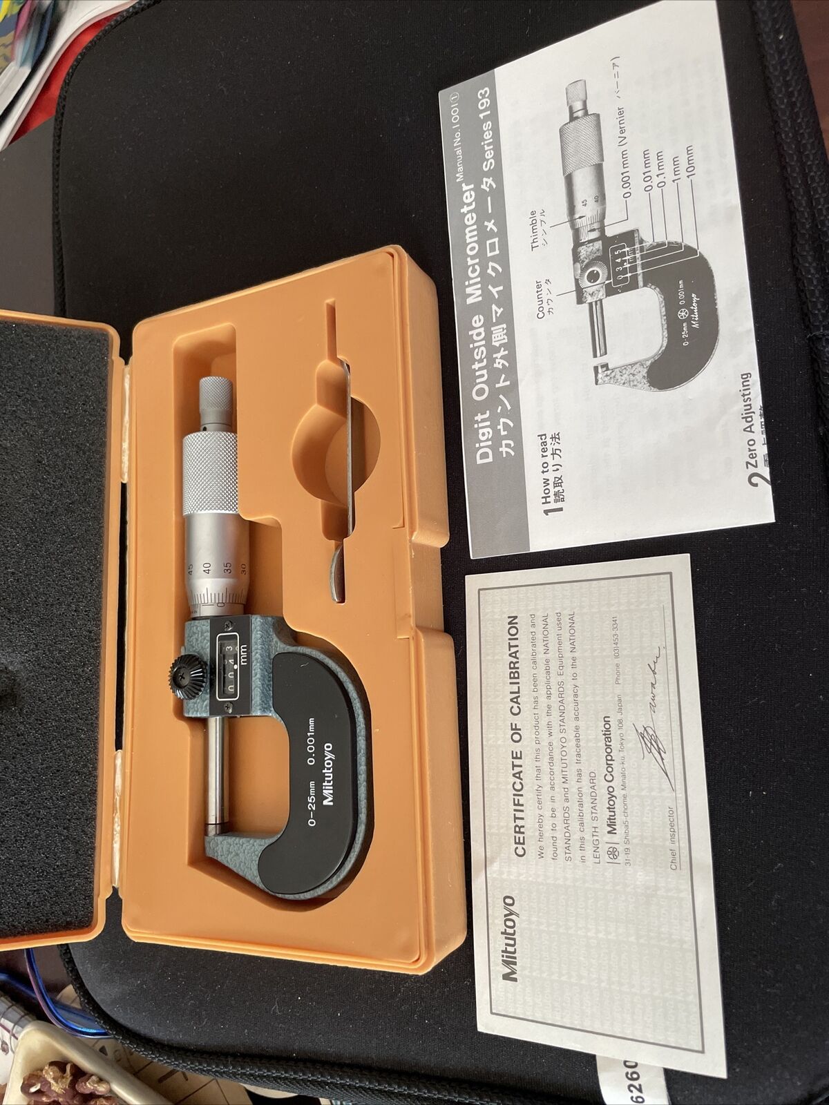 Vintage Mitutoyo 0-25mm Early Digital Micrometer  193-111 Pristine W/Docs