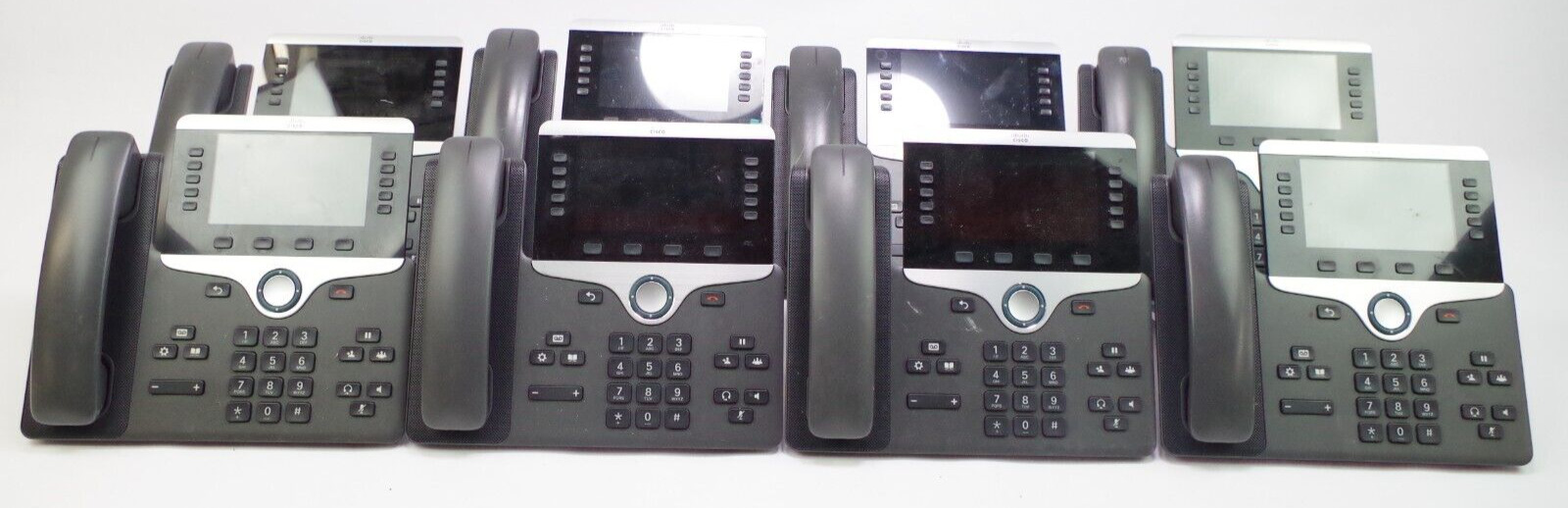 Lot of 8 Cisco CP-8811 IP VoIP PoE Business Phones w/ Stands & Handsets