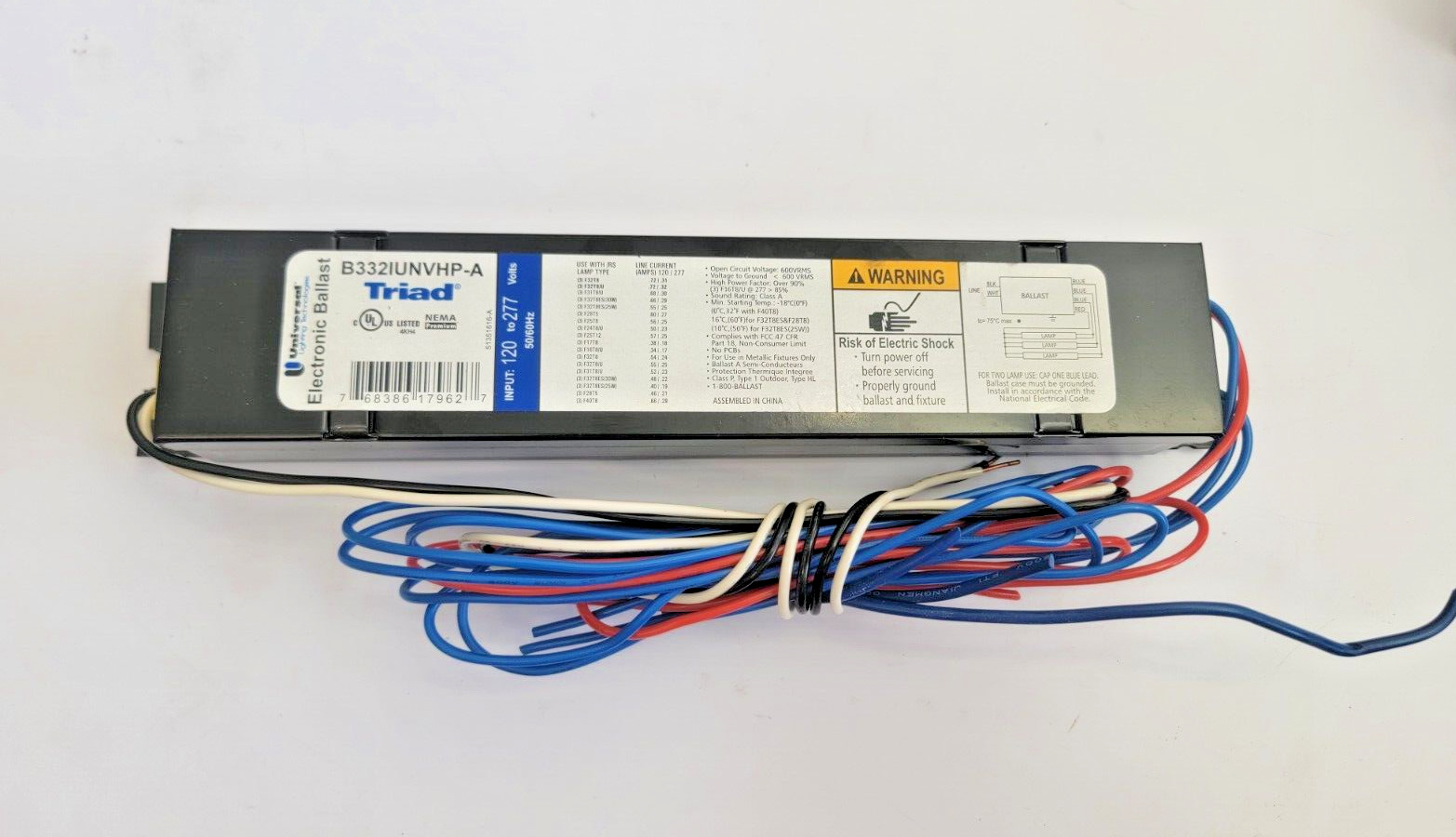 Universal B332IUNVHP-A010C Electronic Ballast for (2 or 3) F32T8 Lamps