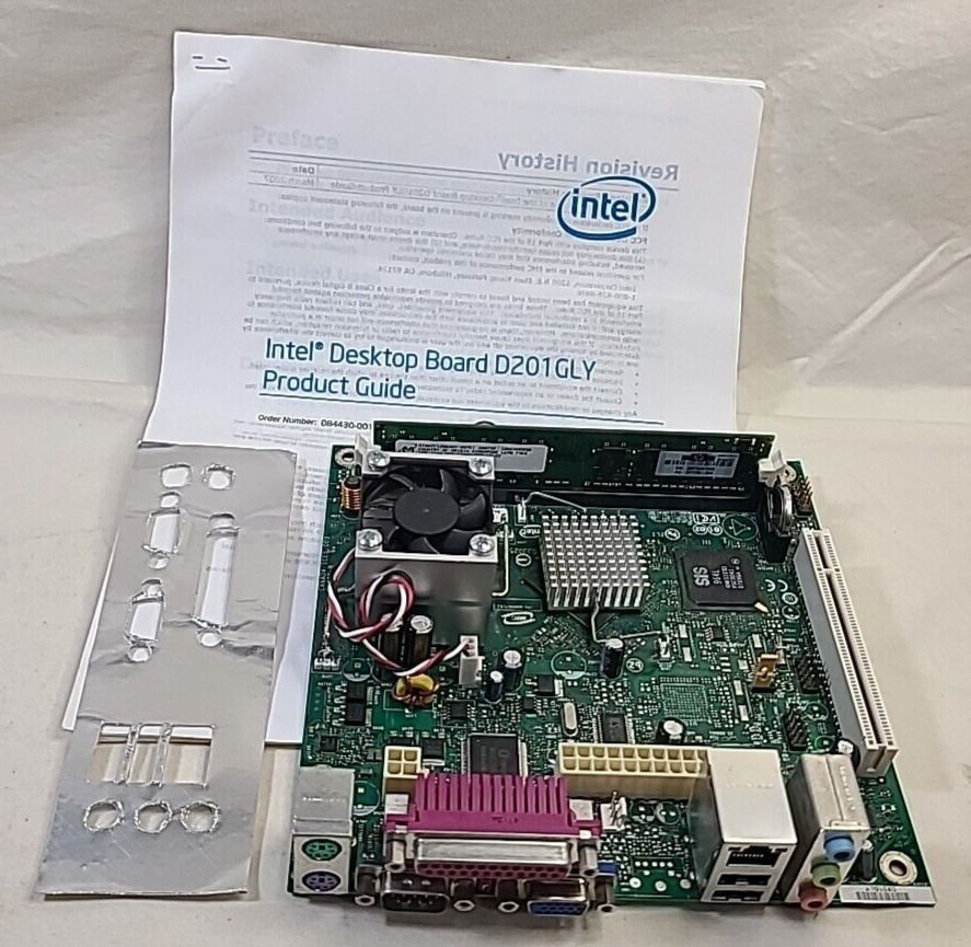 INTEL D201GLY motherboard imbedded processor and 1GB DDR2 installed