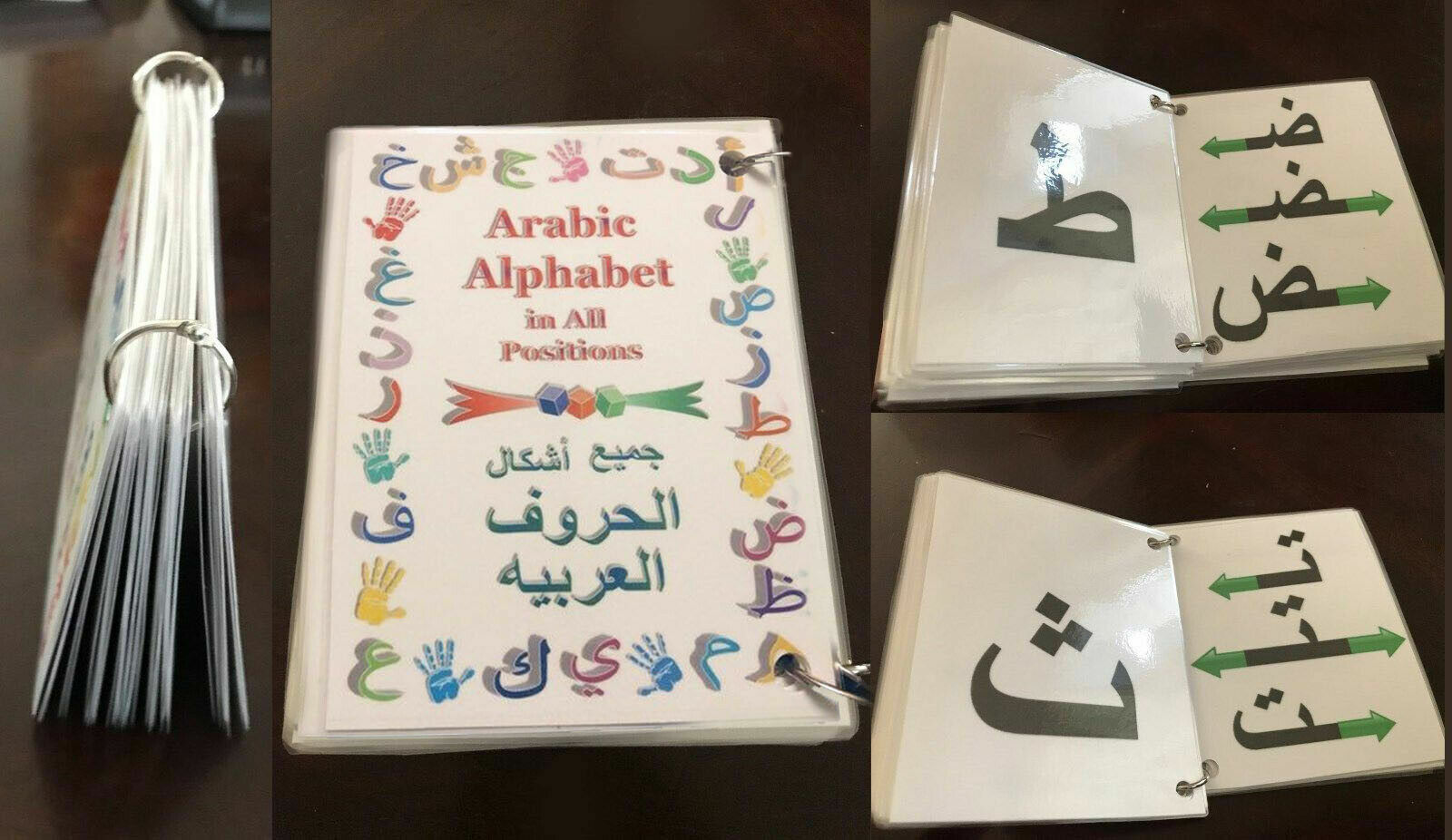 Arabic Flash Cards - 9 Booklets Alphabet-Days-Hijri-Numbers-Shapes-Colors +more