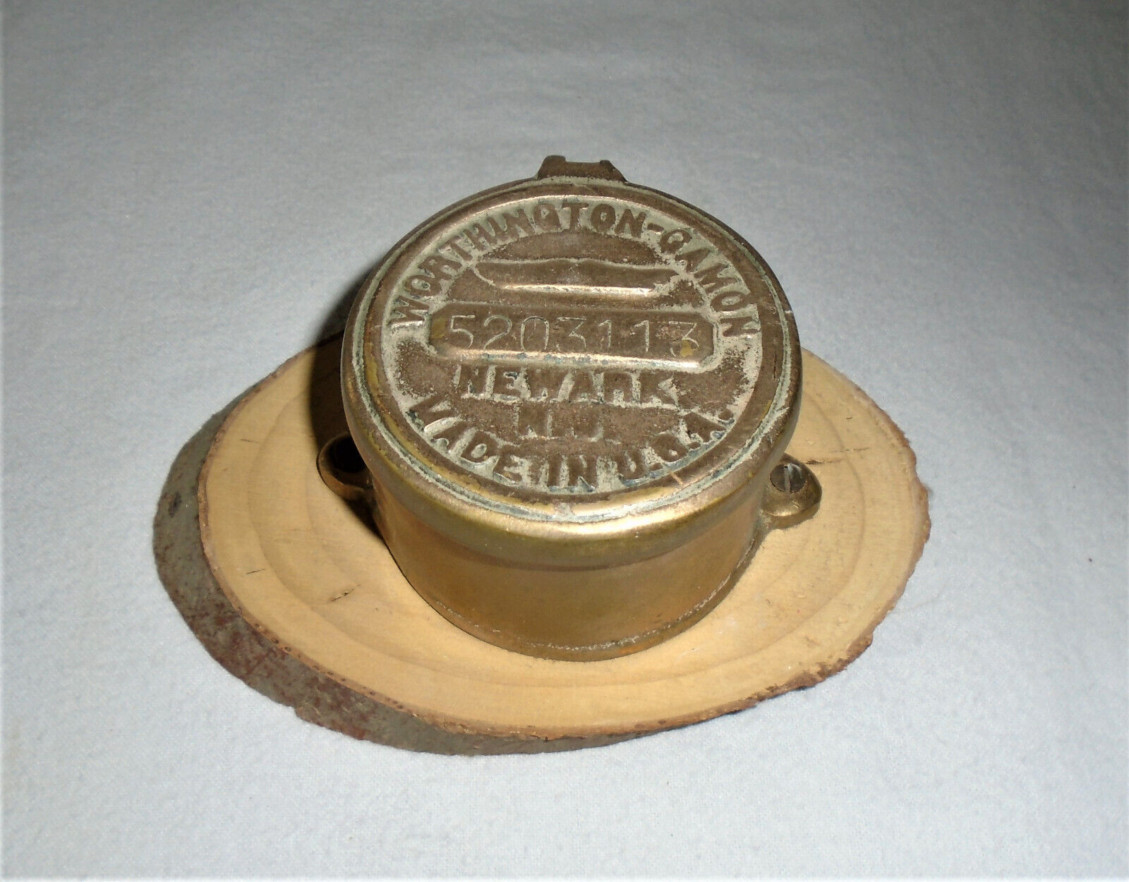 Worthington Gamon Brass Water Meter Cover Newark New Jersey Vintage