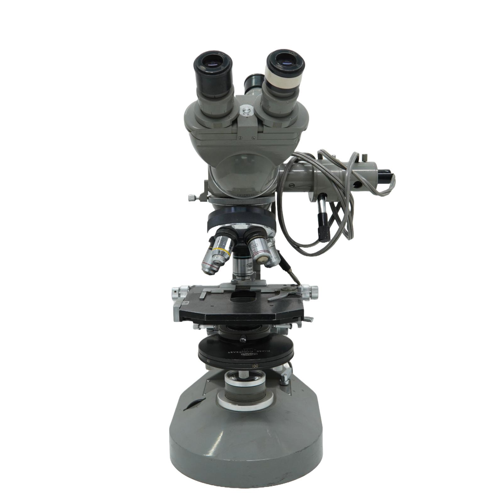Olympus  Vintage Dual Head Phase Contrast Microscope with DO 1.25x & 5Objectives