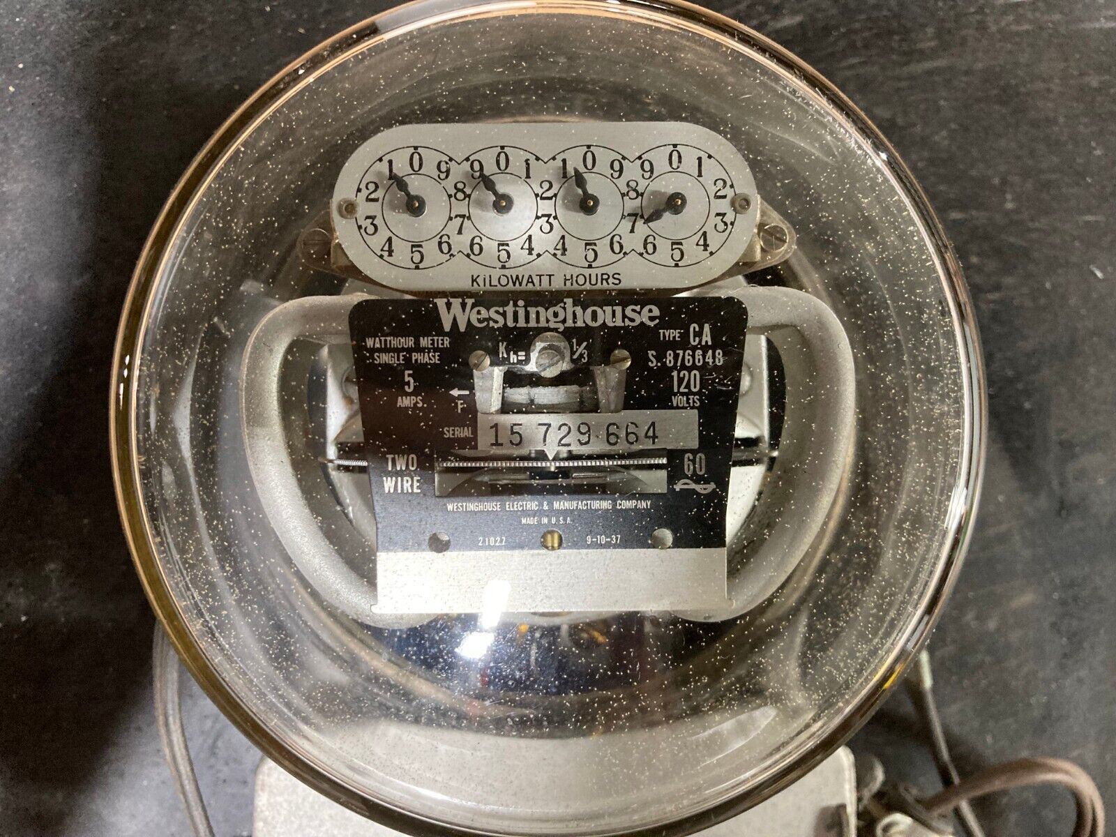 Vintage WESTINGHOUSE Electric Meter Watt Hour Single Phase Type CA Made In USA
