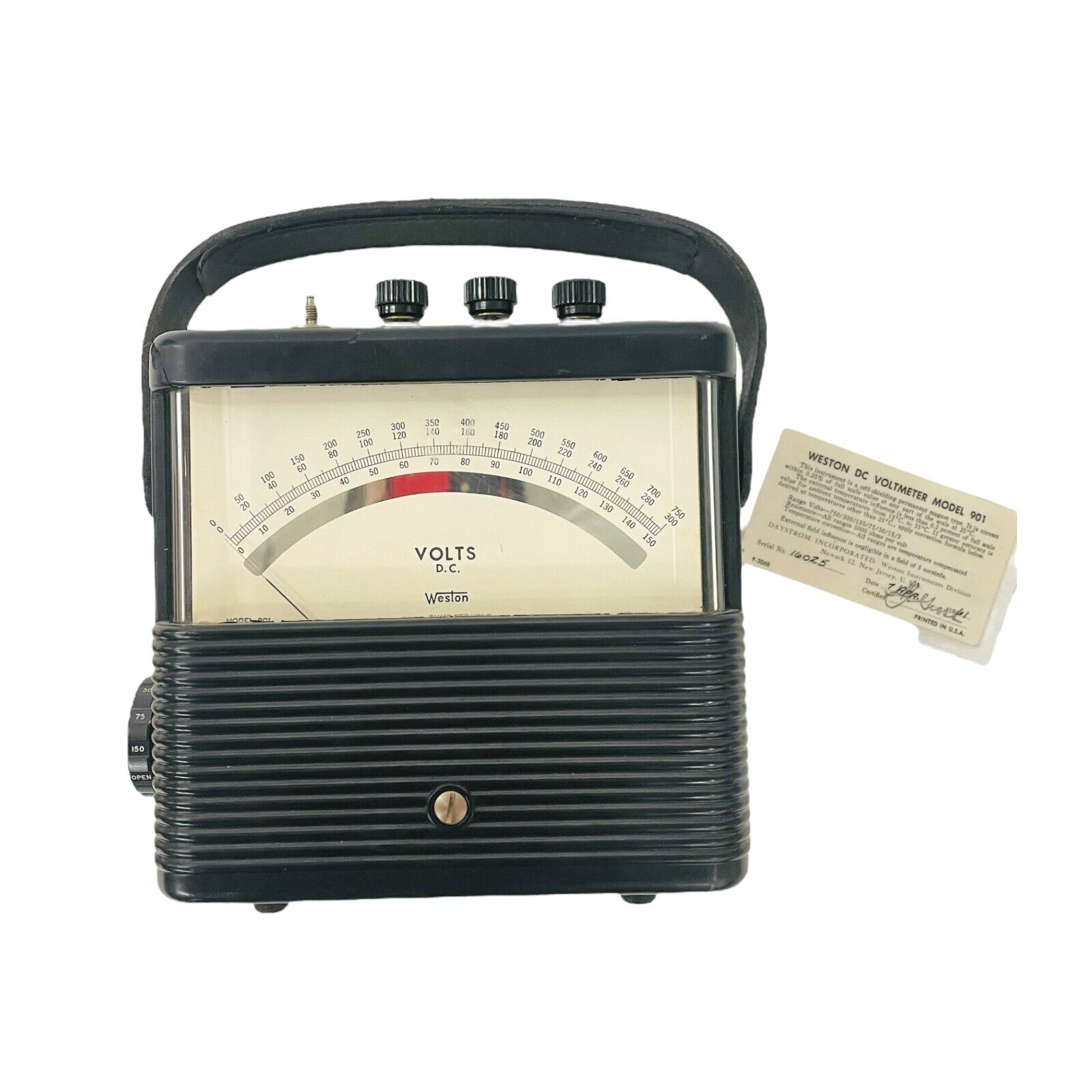 Vintage Weston Model 901 DC Voltmeter 0-750 Dial 5000 Ohms Per Volt