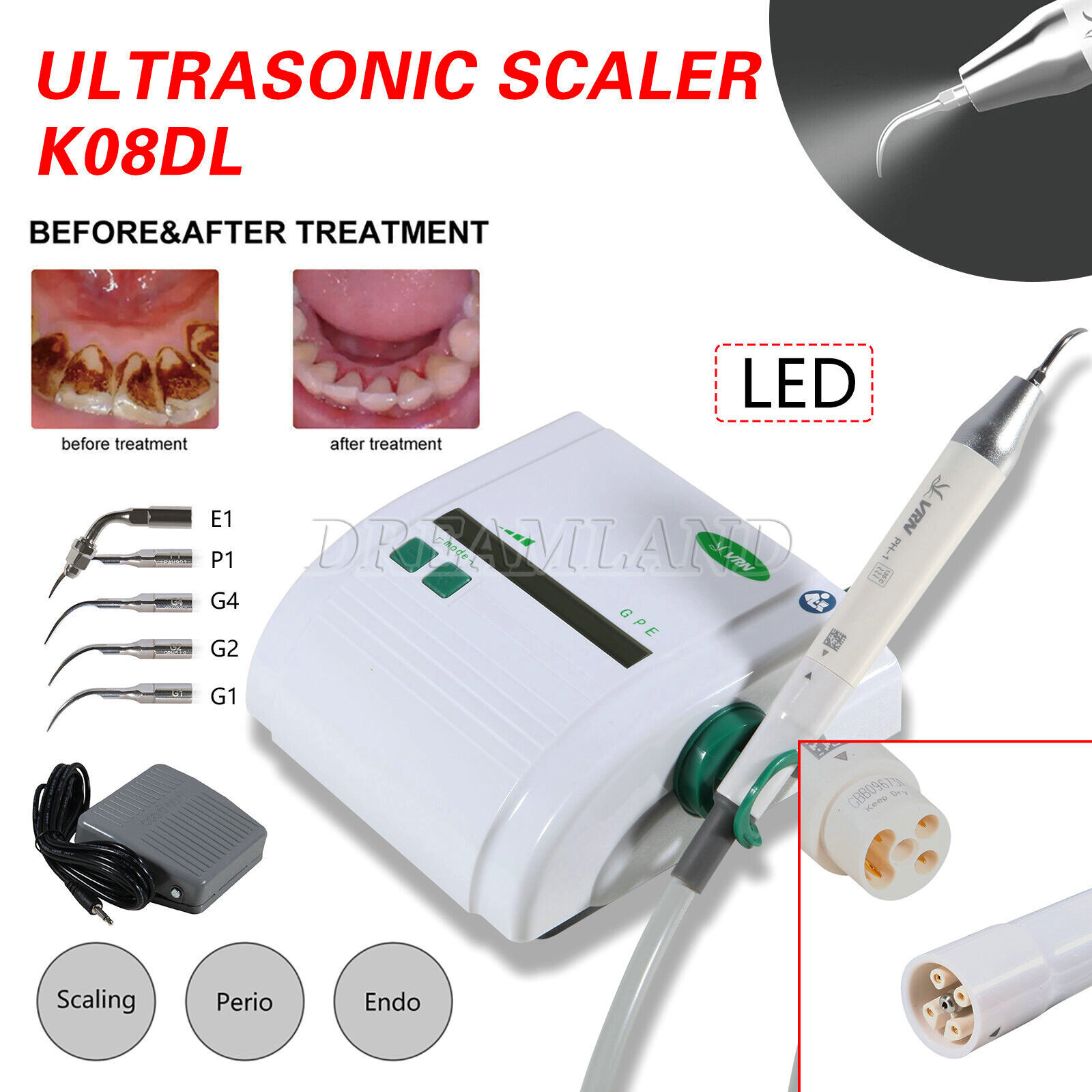 Dental Wireless Control Ultrasonic Scaler LED Detachable Handpiece / Air Scaler