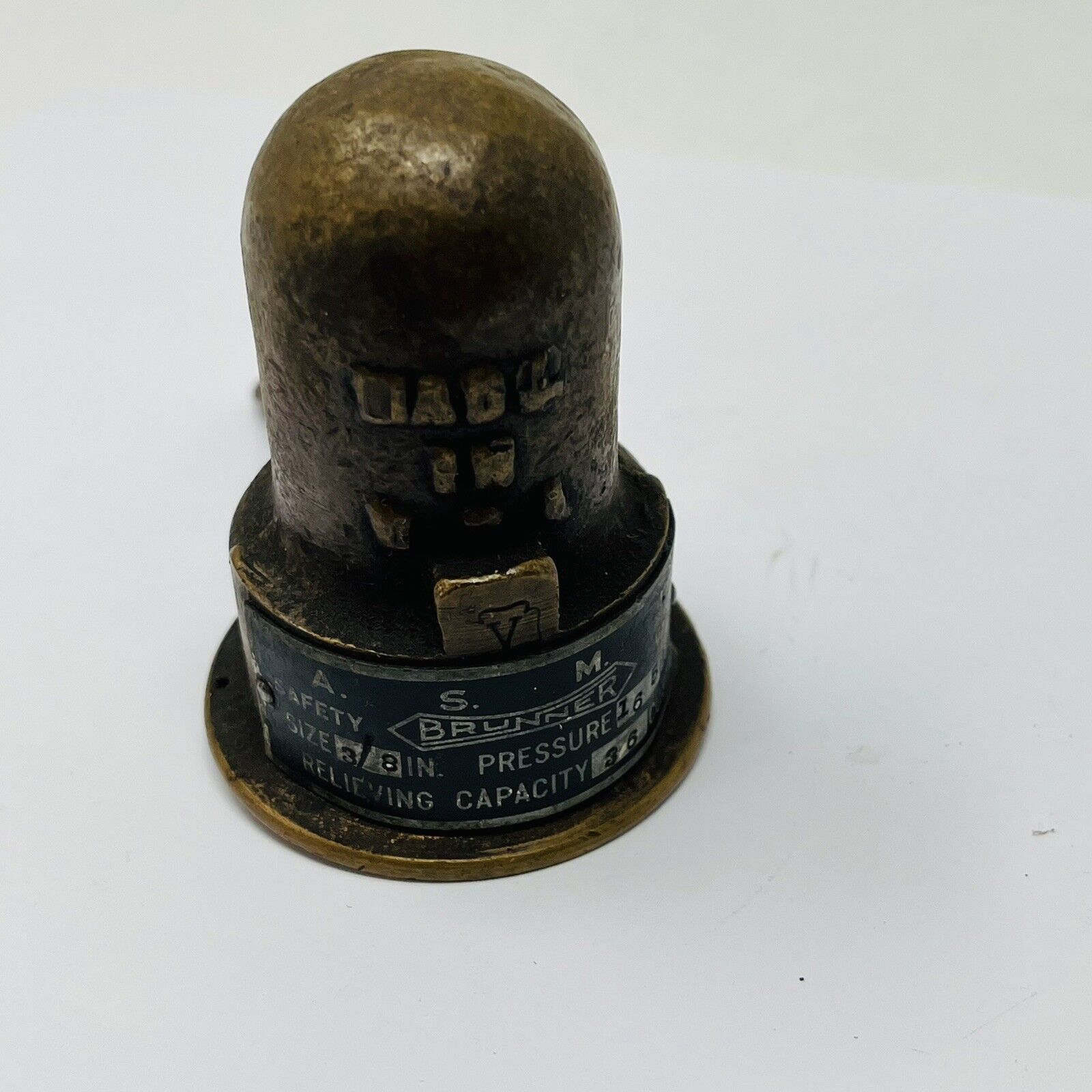Vintage A.S.M.E. Brunner Boiler Air Compressor Safety Valve Brass 3/8 165 36 CFM
