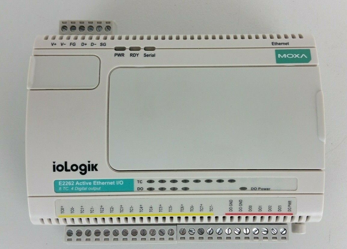 ioLogik E2262 By Moxa Active Ethernet I/O server, 8TC/4DO