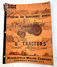 Vintage 1949 Minneapolis-Moline Model U Tractors Operating & Maintenance Manual picture