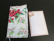 Vintage Cherries Tablecloth Fabric Junk Journal 1 Signature, Extra Ephemera,Tags picture