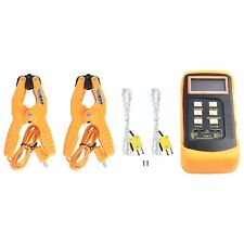 Dual Channel K Type Digital Thermocouple Thermometer 6802 II, 2 Pipe Clamp New picture