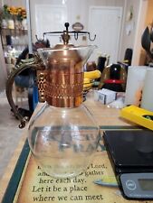 Vintage Copper Corning Brand Heat Proof Glass Coffee Carafe. picture
