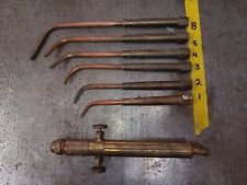 Purox 33 Cutting Welding Torch with Handle & 8 Tips Brass Lot Vintage READ picture