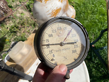 VINTAGE DATE TESTED 300 PSI STEAMPUNK ANTIQUE PRESSURE GAUGE CLEAN GOOD GLASS picture