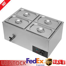 Electric Food Warmers 4-Pan Buffet Server with Lid and Tap 110V Stainless-- picture