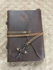 Leather Journal With Vintage Key Closure  and Handmade Deckle Edge Paper picture