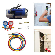 Vacuum Pump & Manifold Gauge Kit A/C Refrigeration Kit 1/4 HP Fit R410a picture