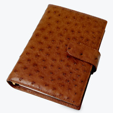 NEW Vintage Full Quill OSTRICH Leather PLANNER, Made in SPAIN, w/ Inserts picture