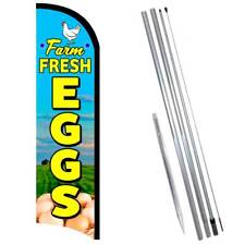 Farm Fresh Eggs Premium Windless  Feather Flag Bundle (Complete Kit) OR Optional picture