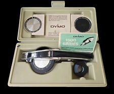 Vintage DYMO 1570 Tapewriter Label Maker Chrome Black W/ 3 Wheels & Case picture