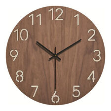 Vintage Farmhouse Clock Silent Sweep Movement Rustic Wood Grain Wall for Home picture