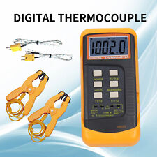 Dual Channel K-Type Digital Thermocouple Thermometer 6802 II with 2 Pipe ClampWJ picture