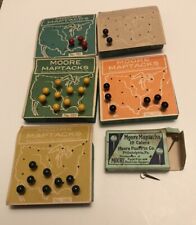 Vintage Moore Map Tacks Wood Board Push Pins picture