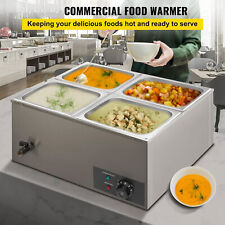 Electric Food Warmers 4-Pan Buffet Server With Lid And Tap 110V Stainless Steel picture
