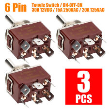 3PCS Heavy Duty DPDT ON/OFF/ON Toggle Switch 20A 125V/15A 250V Screw Terminals picture