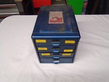 Vintage File Away Chest Metal Blue Parts Cabinet w/ four drawers picture