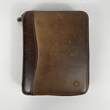 Vintage 1996 Franklin Covey 6-Ring Zip Around Brown Full Grain Leather Binder picture