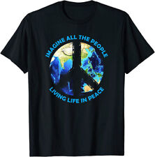 Imagine All The People Living Life In Peace I Hippie Vintage T-Shirt picture