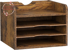Vintage Wood File Organizer with Adjustable Shelves picture